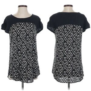 Anthropologie Meadow Rue Black Tribal Boho Graphic Top Size S